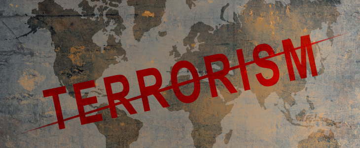 Terrorism written in red across a map